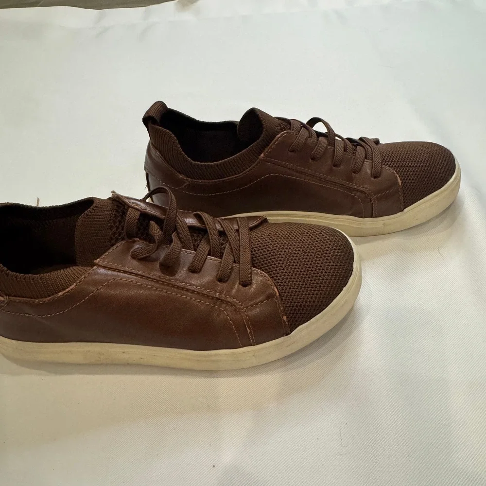 Seven7‎ Lawson Jr Sneakers Kids 12.5 Brown Mixed Media Faux Leather Lace Up